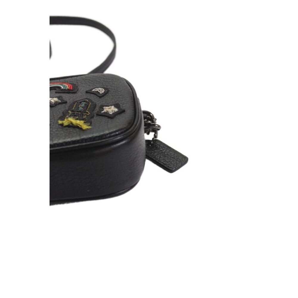 Coach Womens Leather Beaded Double Zip Small Crossbody Handbag Black - Picture 9 of 11